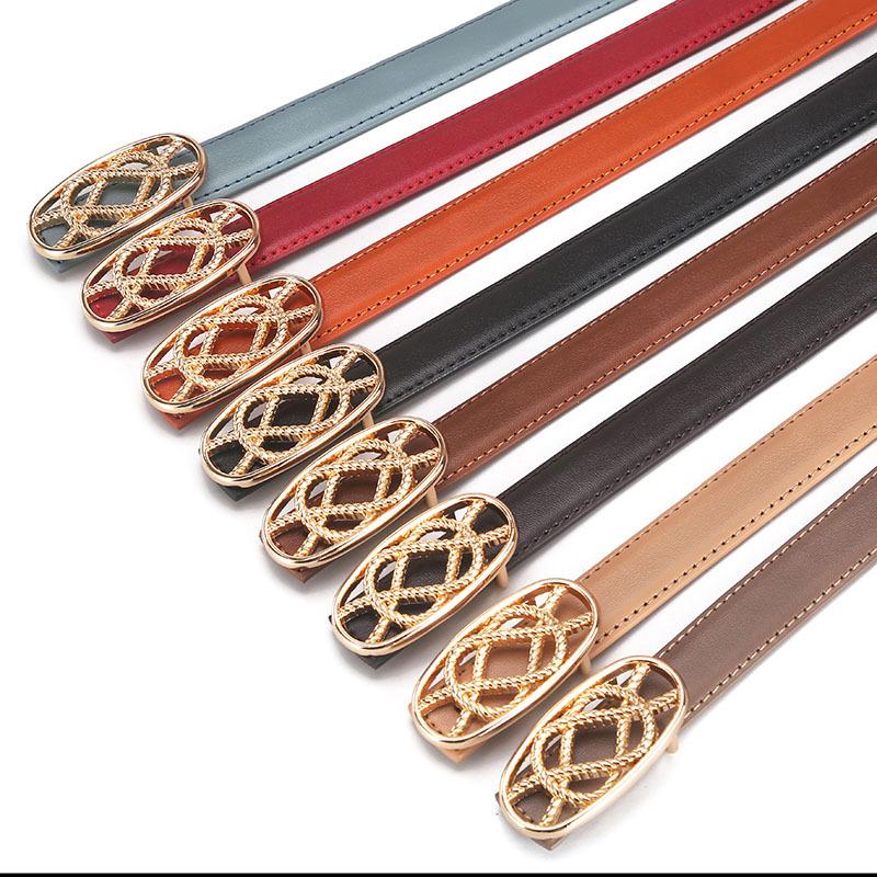 Oval Winding Flower Leather Cowhide Belt Women'S Decorative Dress Suit Retro Belt Women'S Literary Model