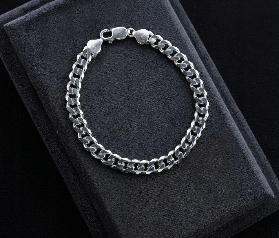 Silver Men' Bracelet 4.5mm 925 SILVER ITALIAN Cuirass + FREE