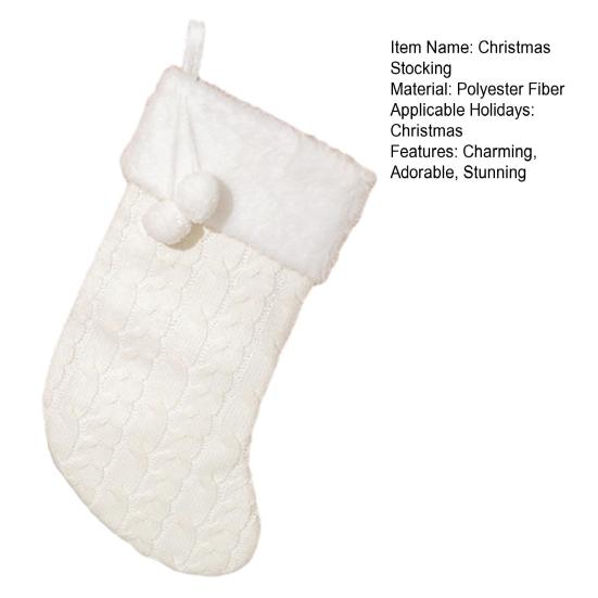 Weihnachtsstrümpfe 17 Zoll Groß Gestrickt Kamin Hängender Strumpf mit Kunstfell Weißer Umschlag für Weihnachtsfeiertags-Partydekoration