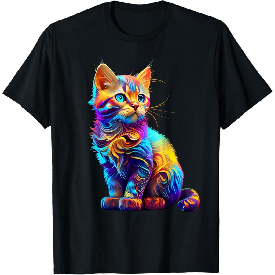 

Cute Cat for Kids Kitten Lovers Colorful Art Kitty Adoption T-Shirt XXXXXL чорний