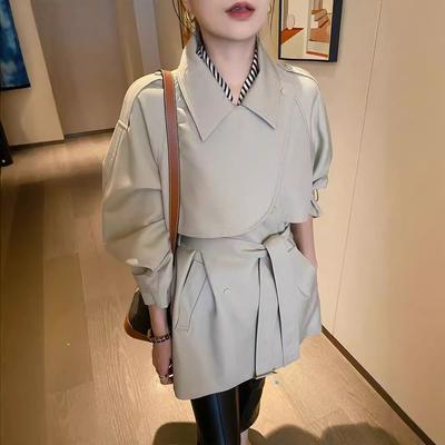 Trenchcoat Damen Frühling und Herbst Neuer Retro Cape Trenchcoat