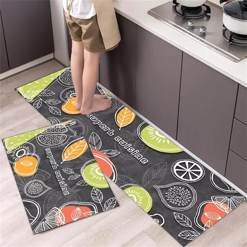 Cute Cat 'Happy Every Day' Kitchen Mat Non-Slip Machine Washable Rug Set for Home Decor Anti-Fatigue Floor Mats