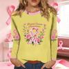 Women's Fashion Long Sleeve Breast Ribbon Print Neck Top