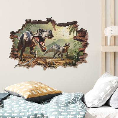 Rozbitá stena Jurský dinosaurus Detská izba Nálepky na skrášlenie domácej steny na stenu
