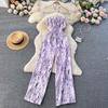 Spring and Summer New Holiday Travel Hot Street Tie-Dye Sling Fashion Chiffon Drape Halter Wide Leg One-Piece Long Pants