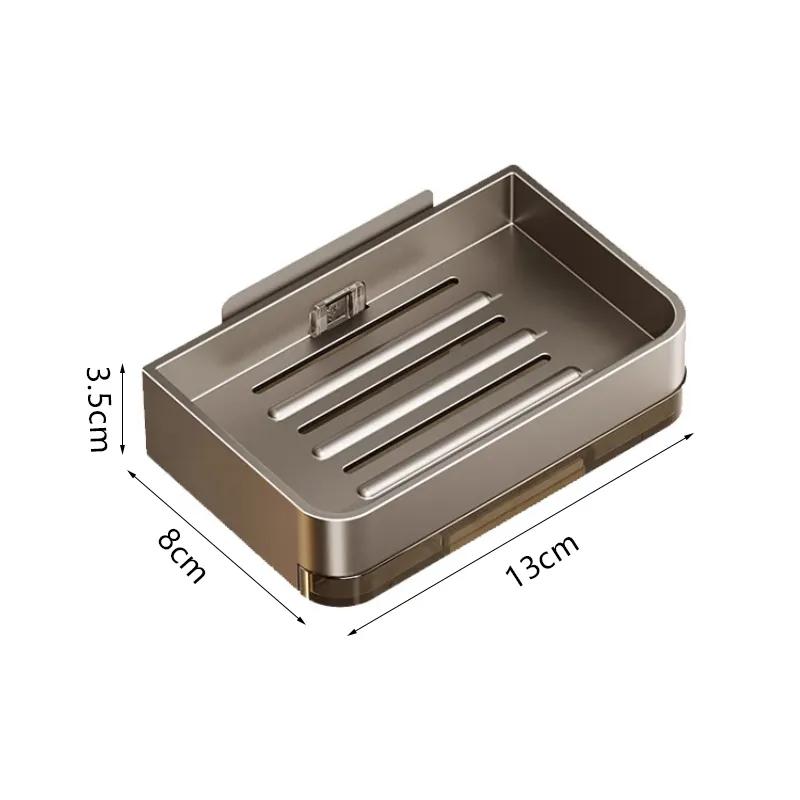 Aluminiumlegierung Seifenschalenhalter Ohne Bohren Badezimmer Seifenschale mit Ablaufloch Wandseifenschale Aufbewahrungsteller Tablett Badezimmer