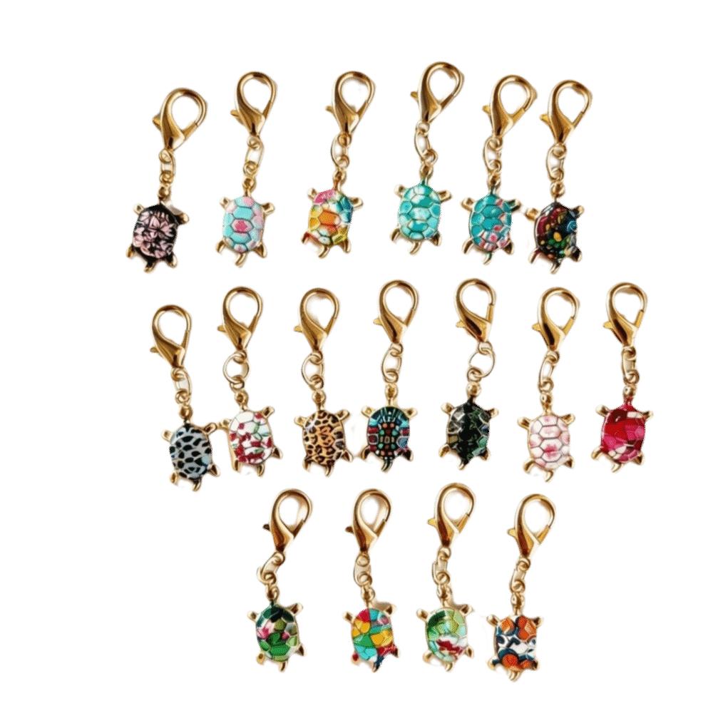 10/12pcs DIY Charms Turtle Key Chain Metal Mini Tortoise Pendant Tortoise Keychains  Small Gifts