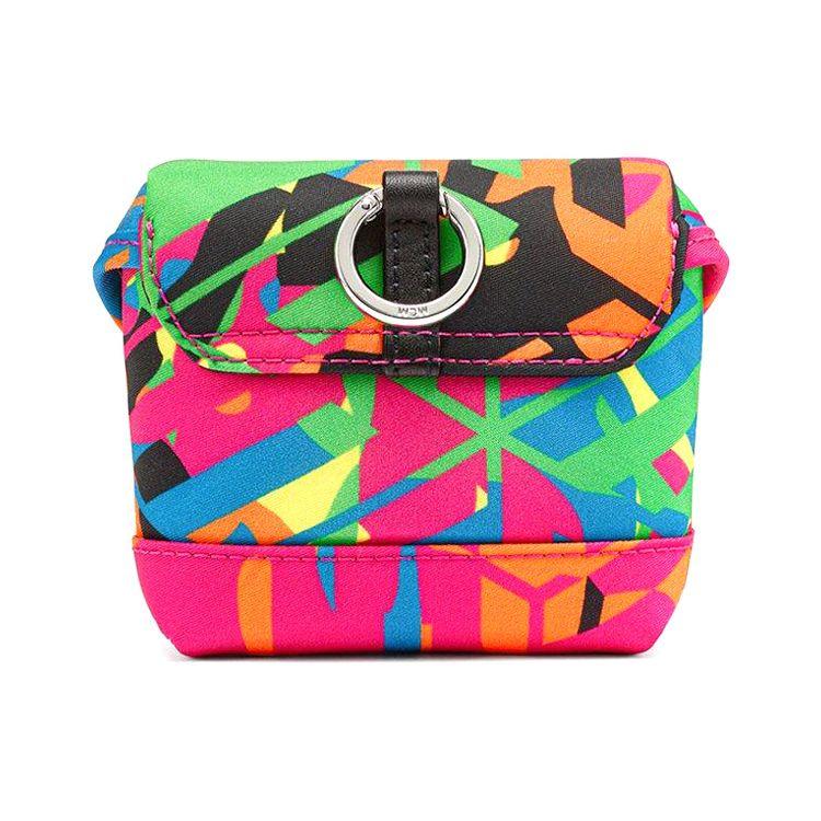 MCM Colorful Abstract Print Mini Crossbody Bag with Silver Logo Plate for Daily & Street Style Use