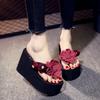 2025 New Luxury Flower Women's Slippers Summer 11cm Ultra High Heels Beach Slippers Versatile Exquisite Women's Shoes