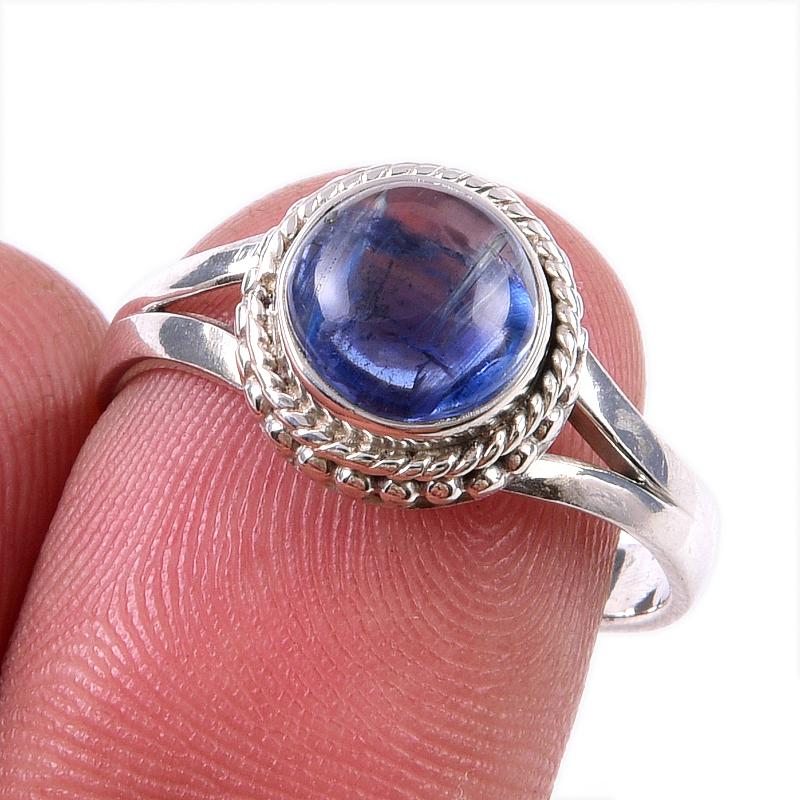 Natural Kyanite Gemstone Handmade 925 Solid Sterling Silver Gift Ring S.8 N4C35