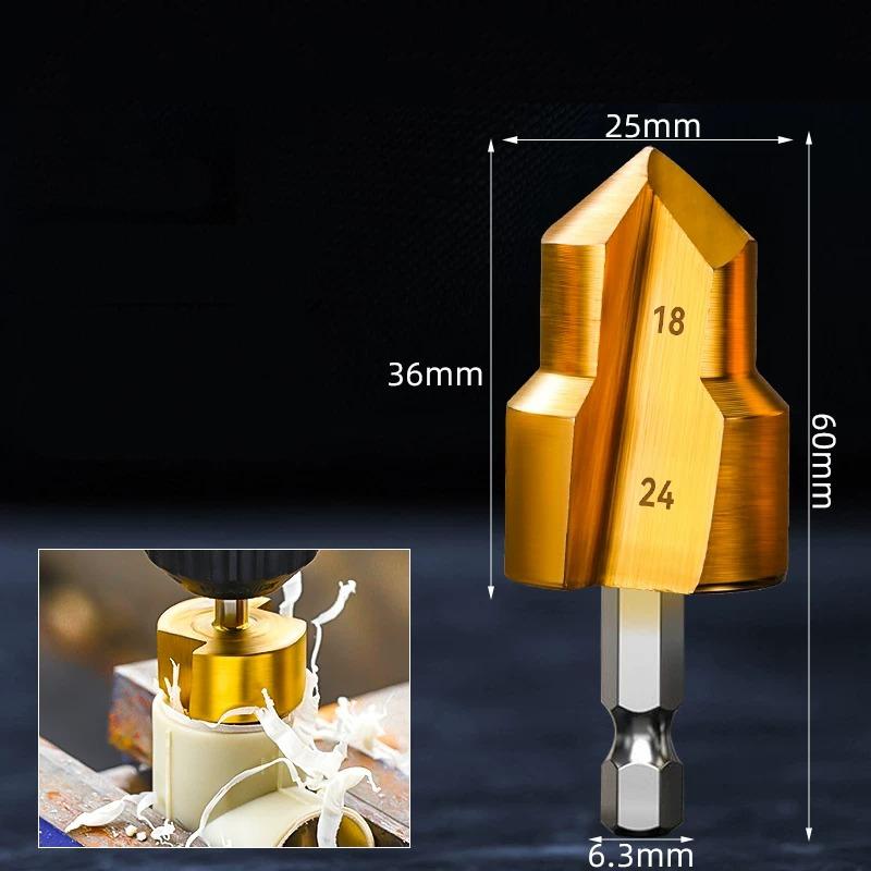Hexagonal Handle PPR Lifting Drill Bit 24-31/18-24/15-19 Step Drill for Water/Electricity Pipe Multi-Layer Boring Hole Expansion