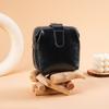 Vintage Style PU Leather Coin Purse Solid Color Large Capacity Cosmetic Pouch Portable Button Closure Headphones Pouch Gift