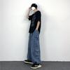 Chinese Street Trend Hip-Hop Straight-Leg Cargo Jeans: Retro Loose Wide-Leg Mid-High Waist Casual Pants