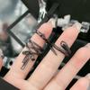 Retro Ballet Ribbon Bowknot Snake Ring Set For Women Copper Punk Gothic Open Ring Designer  Creative Fashion Accessories