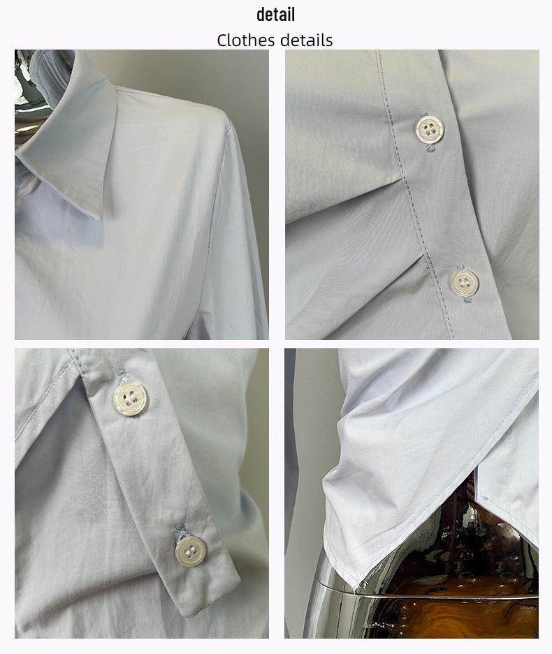 New Irregular Long-Sleeve Lapel Buttoned Shirt from Dongdaemun, South Korea