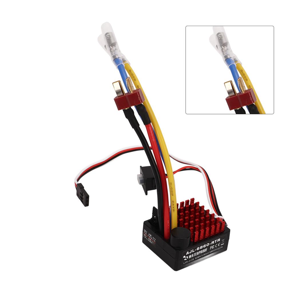 AJL 6860 RTR RC Car Brushed ESC 60A Waterproof Electronic Speed Controller for 1/10 RC Car Boat Tank Models
