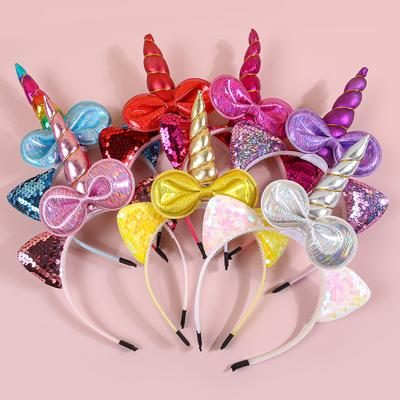 1 peça Tiara de Festa de Unicórnio Glitter Orelhas de Gato Faixas de Cabelo Decoração de Festa de Aniversário Laços de Cabelo Tiara Crianças Meninas Lembrancinha Adereço de Cabeça