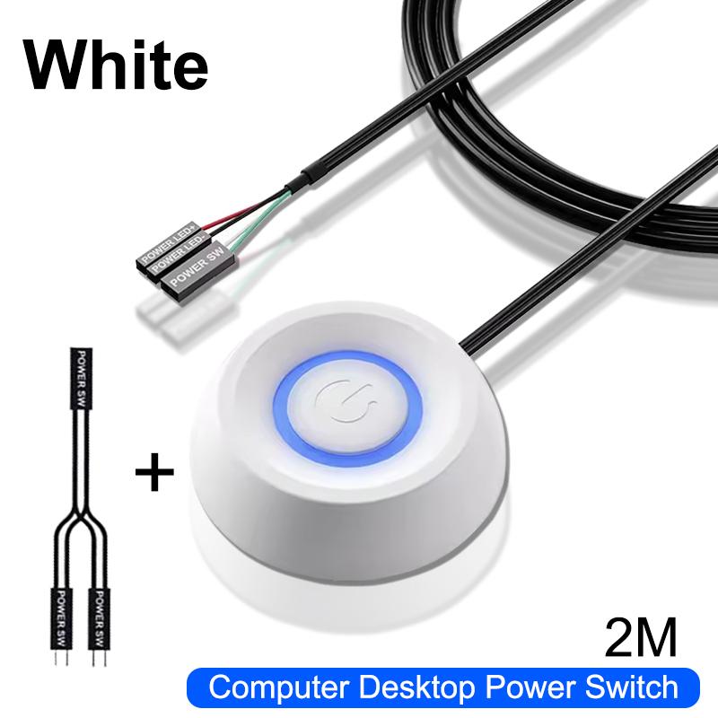 Pushbutton Desktop Switch PC Motherboard External Power LED Light Button Extension Cable for Home Office Computer Desktop Switch