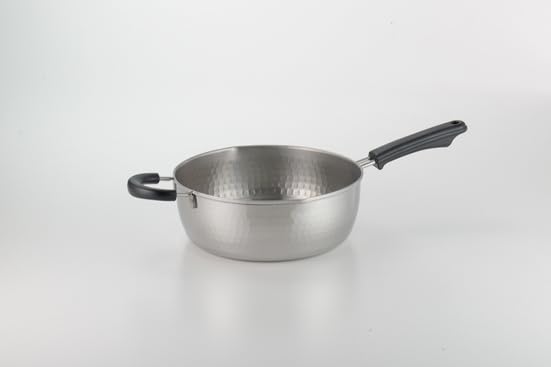 Yoshikawa Stainless Steel Yukihira Pot, 24cm, Ajiichi, Made in Japan, Induction Compatible, Gift Wrapping Available, 7210