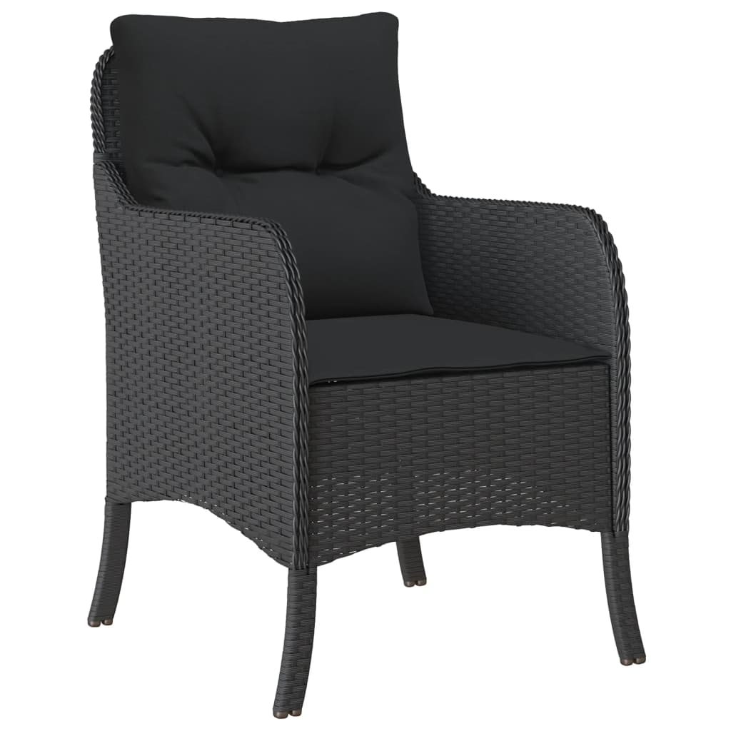 Vidaxl 5-Cz. Garden Furniture Set With Cushions, Black, Poly Rattan