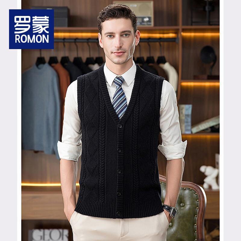 Romone Men s V-Neck Knit Cardigan Vest LZ9535 2XL 120