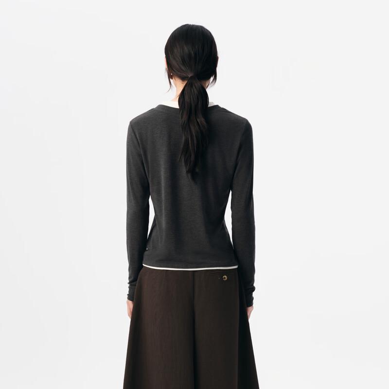 Broadcast Women's Faux Two-Piece Casual Loose Long-Sleeve T-Shirt BDS3YD3500G20