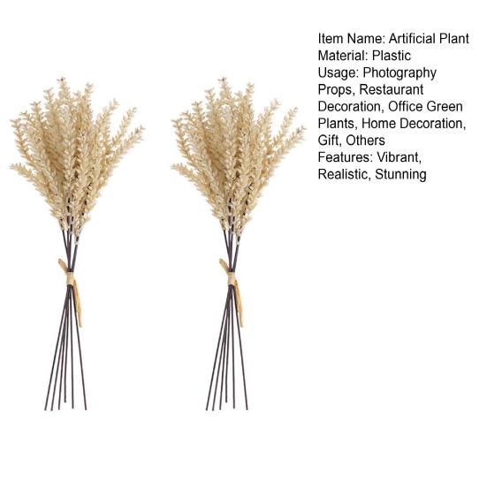 2 Pcs Artificial Wheat Stalks Faux Corn Stalks Bouquet Fake Wheat Ear Blossoms for Home Kitchen Office Flower Arrangement Wedding