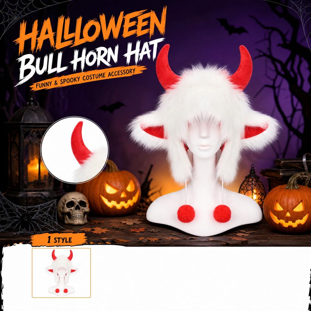 Unisex Adult Black Cow Hat Halloween Costume Headpiece for Funny Party