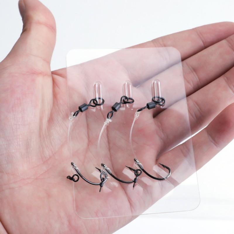 3pcs European-Style Carp Fishing Hooks With Bent Shank Anti-Weed Design High-Carbon Steel Rubber Bead Float Rig