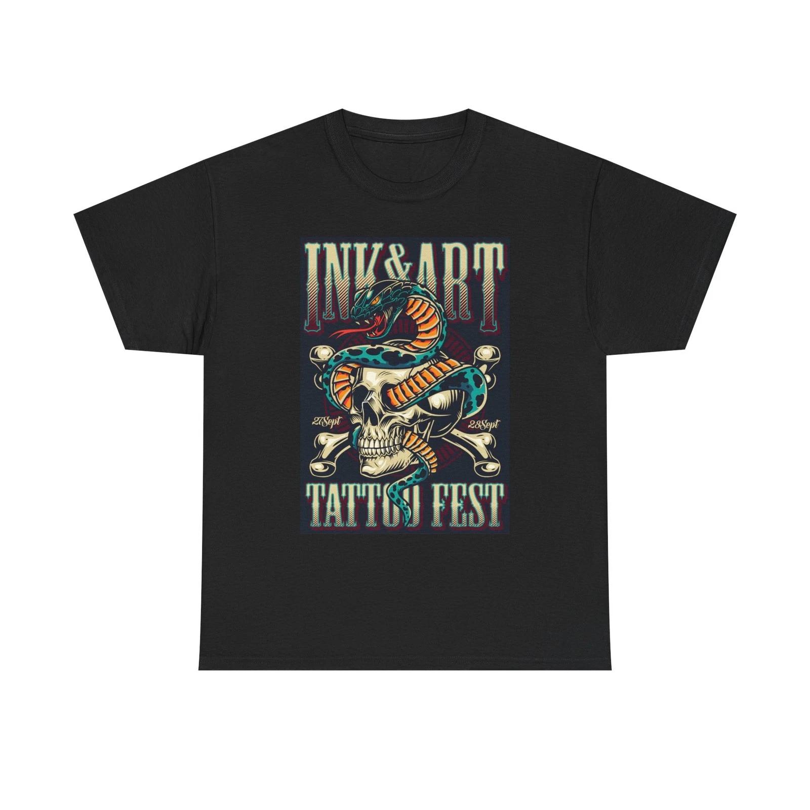Ink And Art Tattoo Fest Graphic T Shirt Unisex Heavy Cotton Tee 4XL