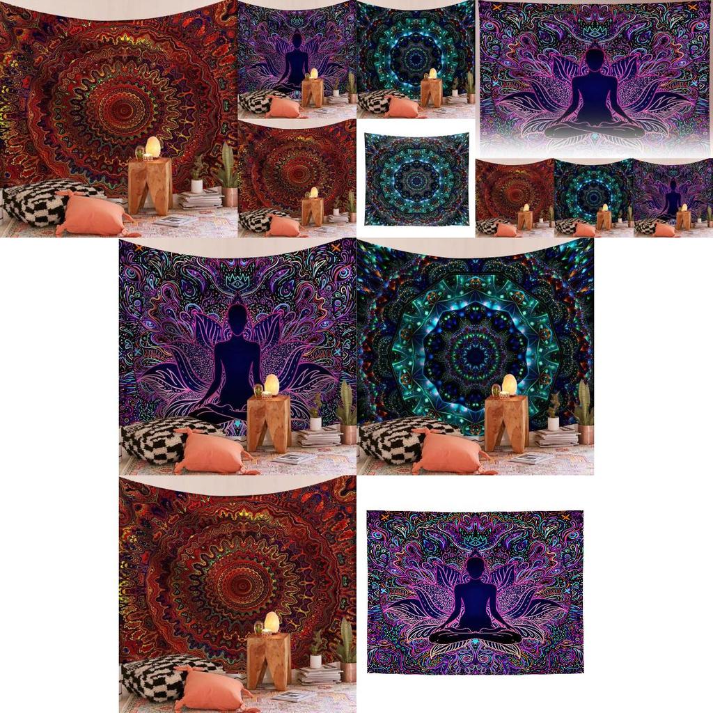 Exquisites rechteckiges Mandala-Wandtuch aus Polyesterstoff zur Wohnzimmerdekoration