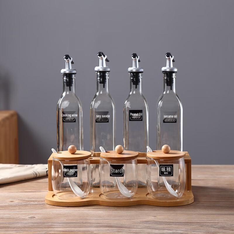 LISM 7-Piece Ceramic Oil and Spice Dispenser Set