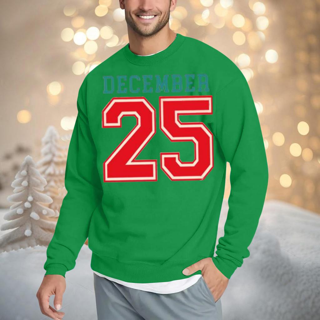 Christmas Print Loose Fit Round Neck Sweatshirt For Men