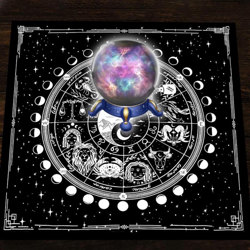 12 Constellations Astrologys Tablecloth Altars Cloth Square Divinations Cards Table Cloth Witchcrafts Deck Cloth Endurin