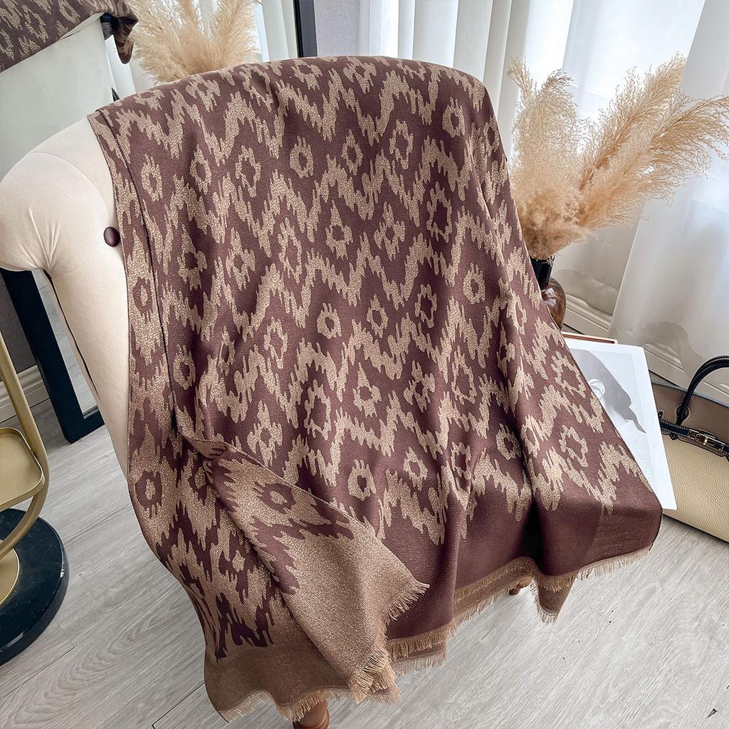 Ethnic Style Color Matching Style Fashion Going Out Imitation Cashmere Warm Shawl Cape Scarf Women'S Scarf