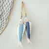 Mediterranean Vintage Wooden Fish Decoration Farmhouse Rustic Nautical Home Restaurant Wall Art Fish String Hanging Ornament Pendant