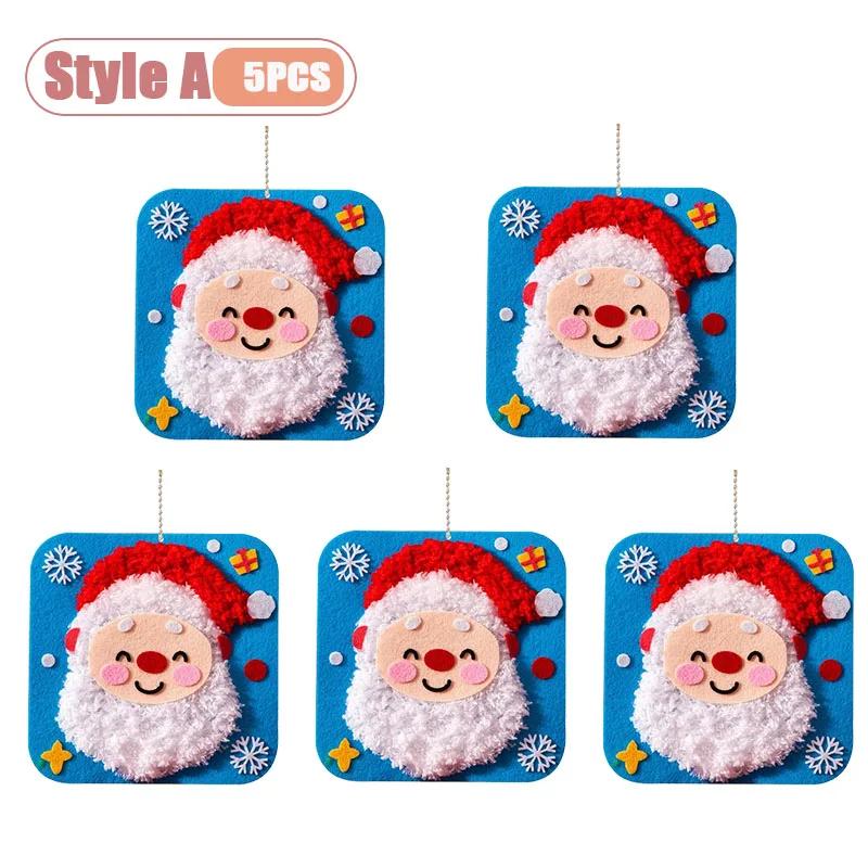 Christmas DIY Felt Craft Sewing Kit for Kids Non Woven Fabric Handmade Ornament Material Pack Kindergarten  Small Gift