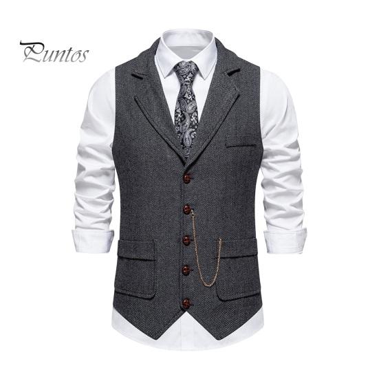 

Мужской костюм, жилет с лацканами, без рукавов, однобортный деловой костюм, жилет, сплошной цвет, наклонный подол, 3D карманы, цепочка, украшение, жилет L