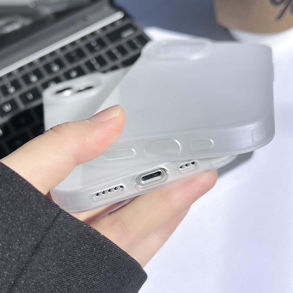Simple Personality Matte Transparent Application iPhone16promax Apple 15 Large Hole Mobile Phone Case 14/13 Anti-drop