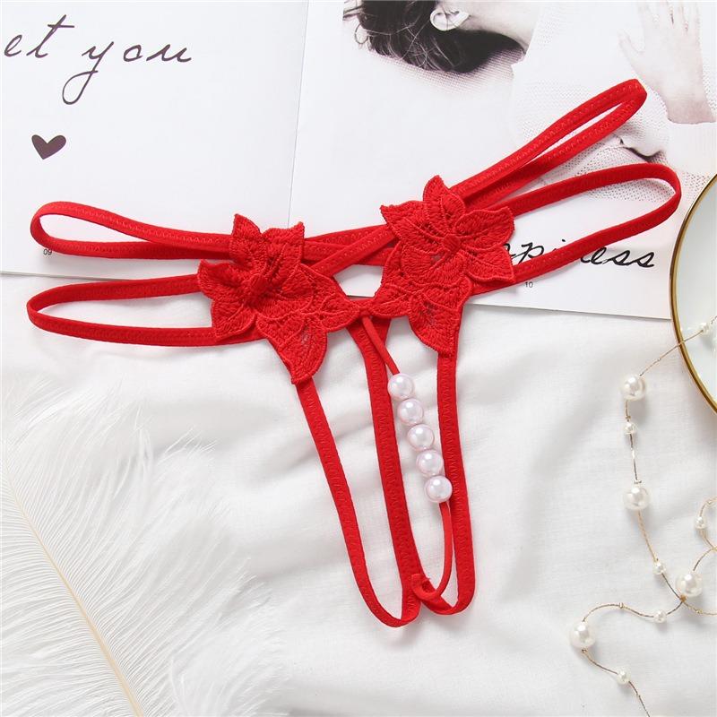 Solid Color Embroidered Women's Underwear Crotchless Erotic G-string Sexy Thong Intimates Accessories Porn Panties Couple Fun