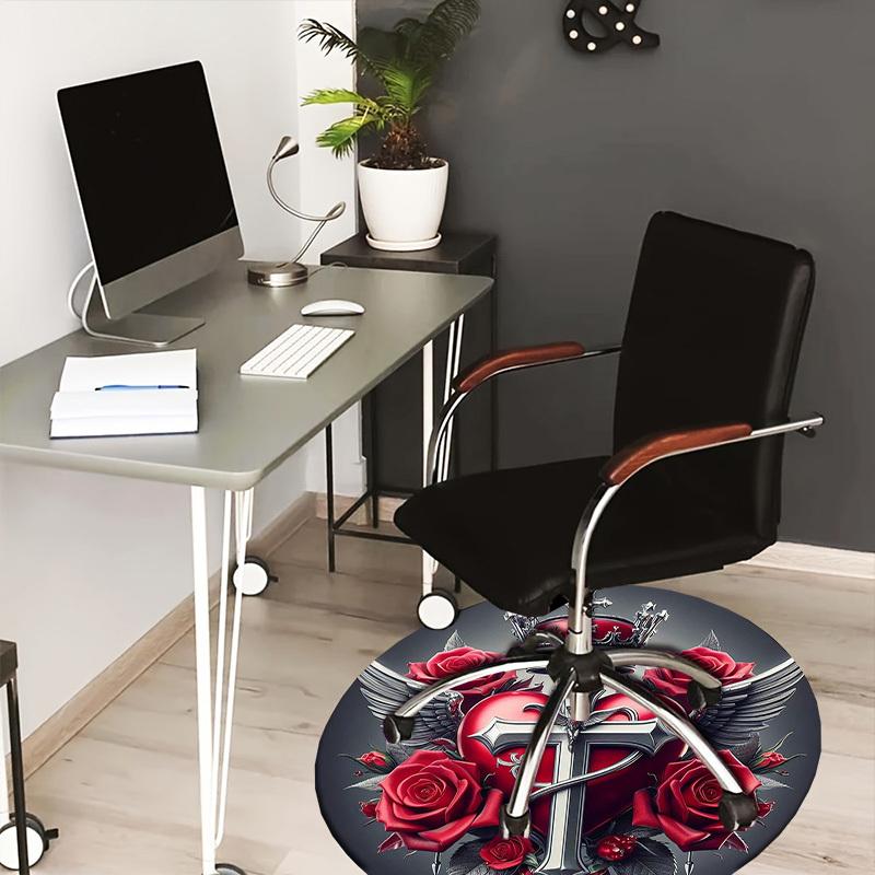 

1pc Carpet Chair Mats Heart with Crown and Roses Perfect for Decorating Chairs, Polyester Carpet, for Living Room.YDT589 80cm by 80cm