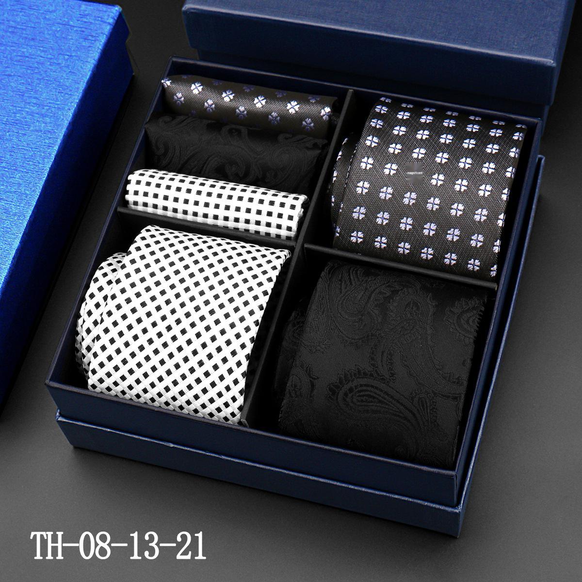 Men s Fashionable Striped Tie & Pocket Square Gift Box Set