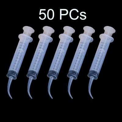 50 Stück Einweg-Dental-Spülspritze Mit Gebogenem Ende 12 ml Für Zahnärztliche Anwendung Zahnmedizin Material Außendurchmesser der Spitze 1,9 mm