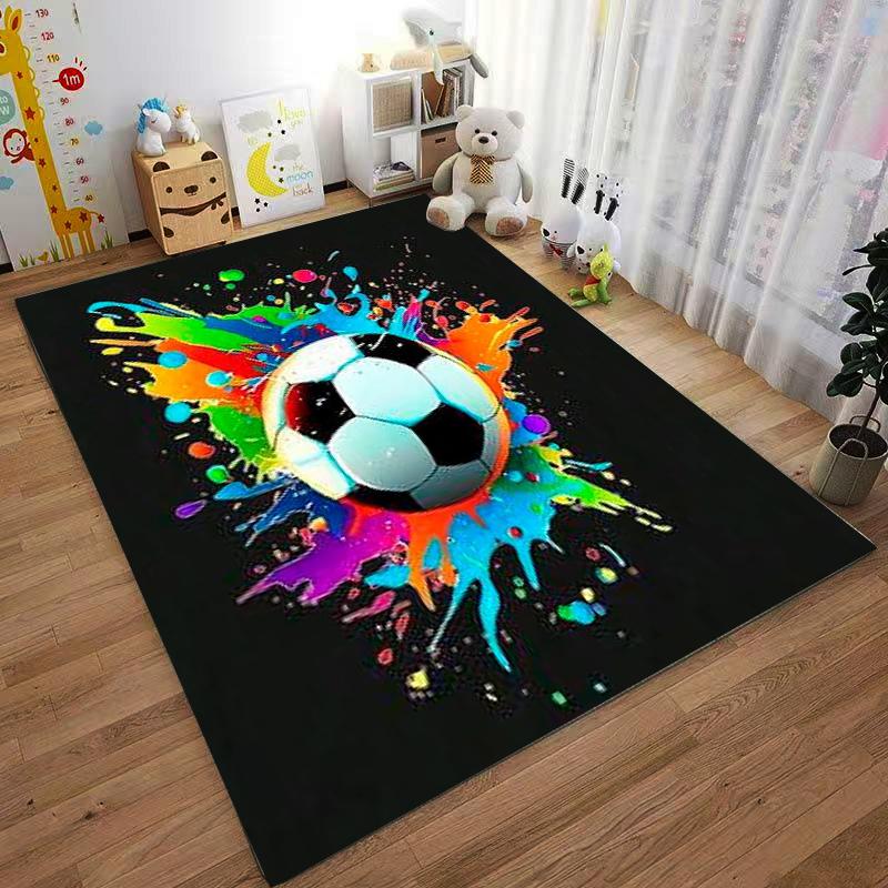 Colorful Splatter Soccer Ball Print Carpet for Bedroom Living Room Décor Suitable for use as an anti-slip for living room bedroom sofas