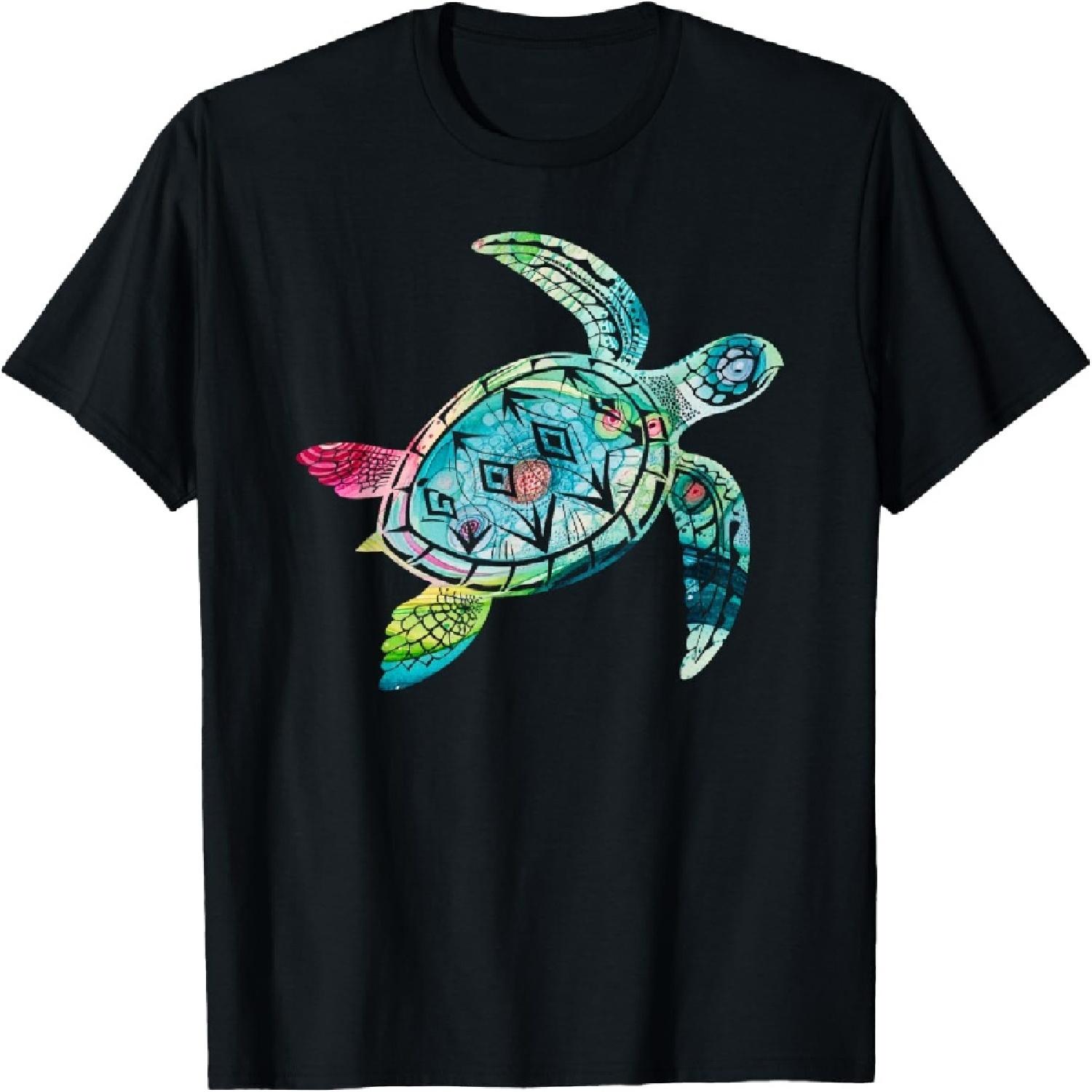 

Colorful Hawaiian Tribal Sea Turtle Tie Dye Turtles Lover T-Shirt XXXXXL різнокольоровий