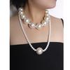 European and American Geometric Double-layer Round Pearl Necklace Accessories Women's Sweater Chain Light Luxury Item