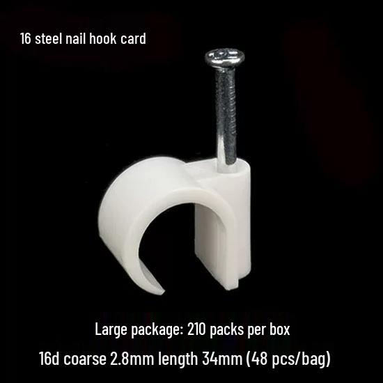 PVC Flame Retardant U-Type Wire Clip with Steel Nail Hook for Conduit, Sizes 16, 20, 25.