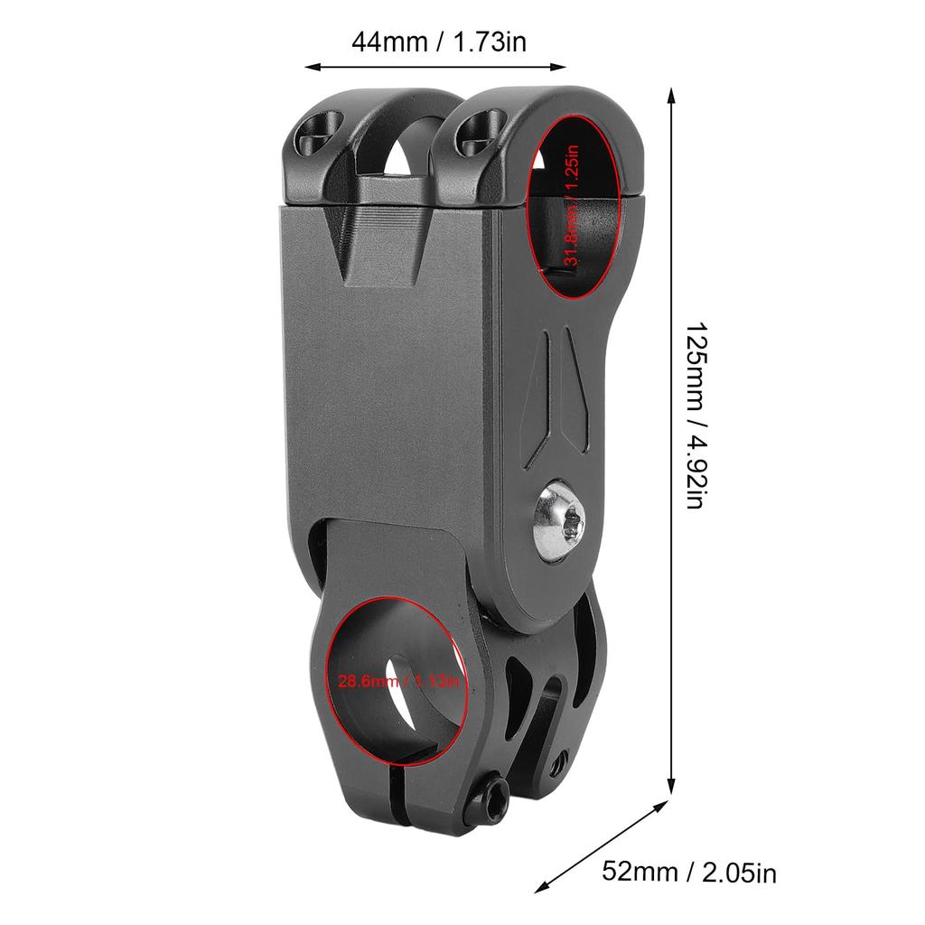 CNC Alloy Bike Front Fork Stem with 22mm Shock for Road and Mountain Bikes Stem, 28.6" Stroke, (Black)