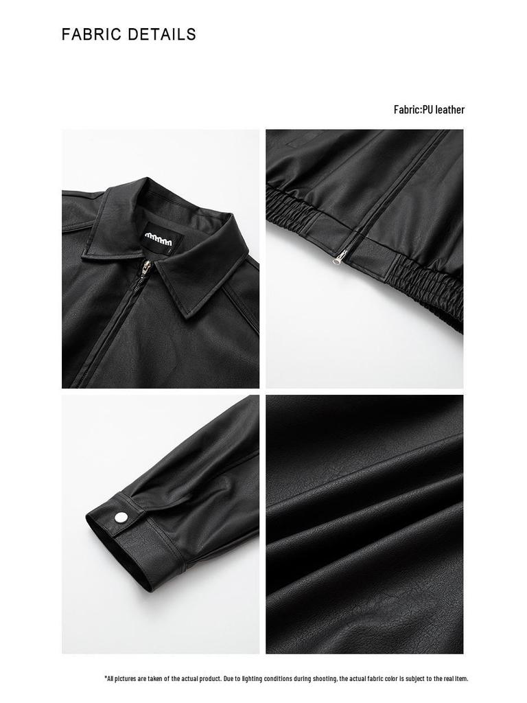 BJ Pánská Retro Podzimní Kožená Bunda - Ležérní, Pánská, Volný Střih, Korejský Styl pro do Práce s Límcem.