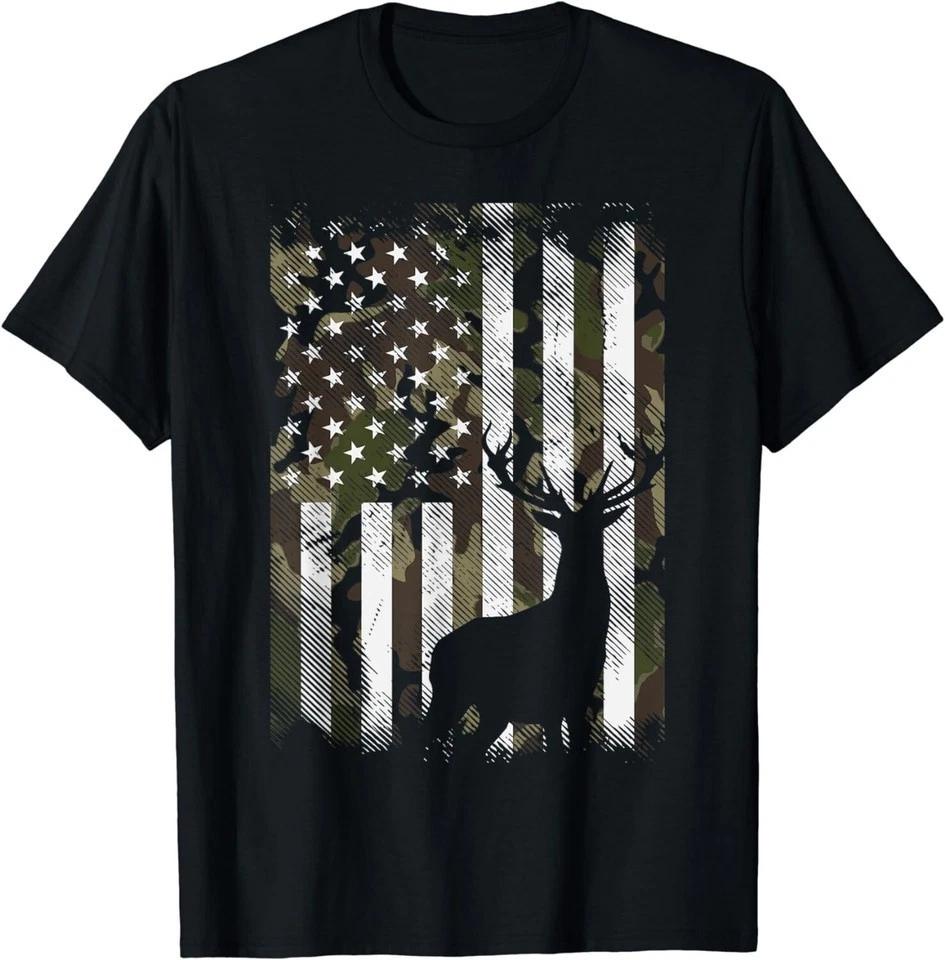 Camo Us Flag Deer Elk Buck Camoflage Hunting Hunter Dad Unisex Shirt S5xl E1487 S